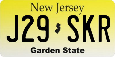 NJ license plate J29SKR