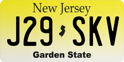 NJ license plate J29SKV
