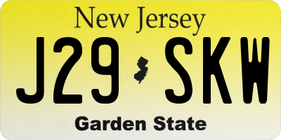 NJ license plate J29SKW
