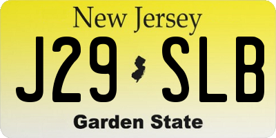 NJ license plate J29SLB
