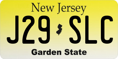 NJ license plate J29SLC