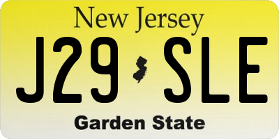 NJ license plate J29SLE