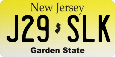 NJ license plate J29SLK