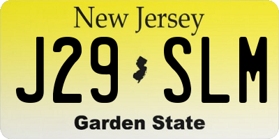 NJ license plate J29SLM