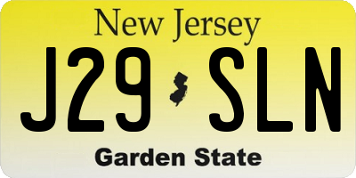 NJ license plate J29SLN