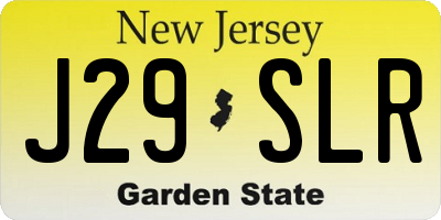 NJ license plate J29SLR