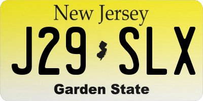 NJ license plate J29SLX
