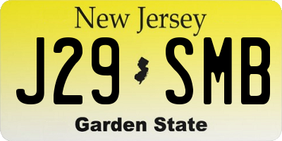 NJ license plate J29SMB