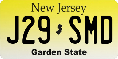 NJ license plate J29SMD
