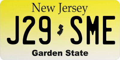 NJ license plate J29SME