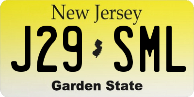 NJ license plate J29SML