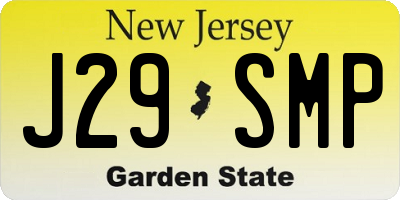 NJ license plate J29SMP