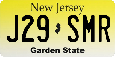 NJ license plate J29SMR