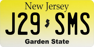 NJ license plate J29SMS