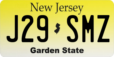 NJ license plate J29SMZ