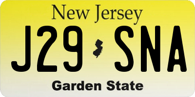 NJ license plate J29SNA