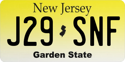 NJ license plate J29SNF