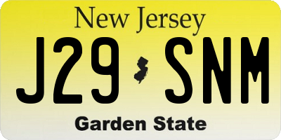 NJ license plate J29SNM