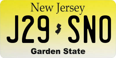 NJ license plate J29SNO