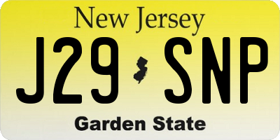 NJ license plate J29SNP