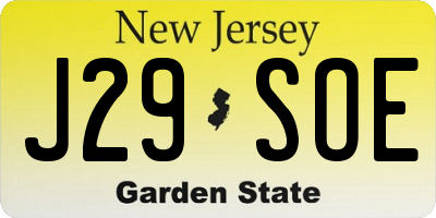 NJ license plate J29SOE