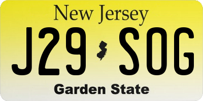 NJ license plate J29SOG