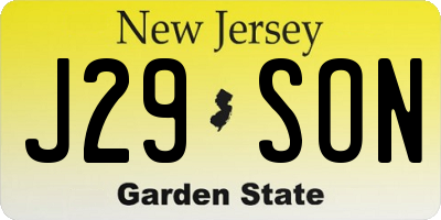NJ license plate J29SON