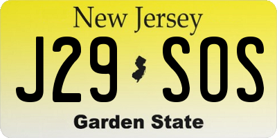NJ license plate J29SOS