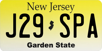 NJ license plate J29SPA