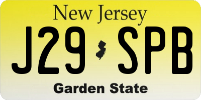 NJ license plate J29SPB