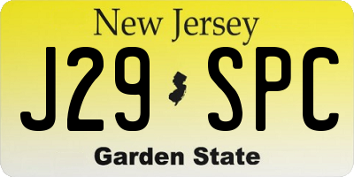 NJ license plate J29SPC