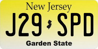 NJ license plate J29SPD