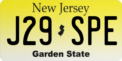 NJ license plate J29SPE