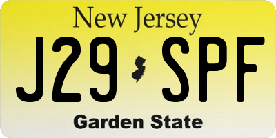 NJ license plate J29SPF