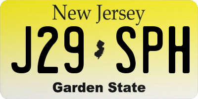NJ license plate J29SPH