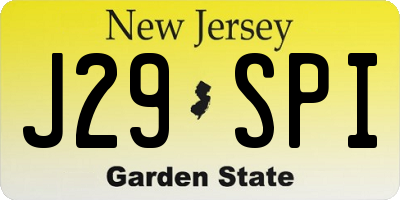 NJ license plate J29SPI