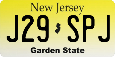 NJ license plate J29SPJ