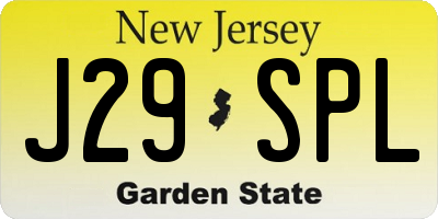 NJ license plate J29SPL