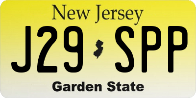 NJ license plate J29SPP