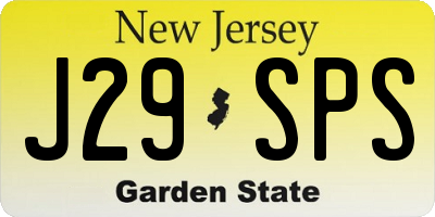 NJ license plate J29SPS