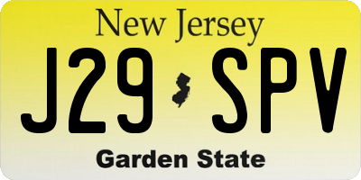 NJ license plate J29SPV