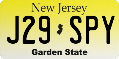 NJ license plate J29SPY