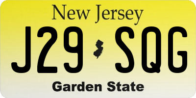 NJ license plate J29SQG
