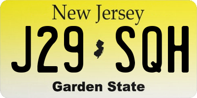 NJ license plate J29SQH