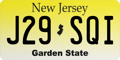 NJ license plate J29SQI