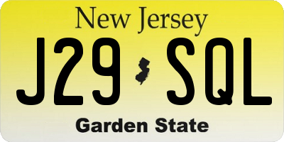 NJ license plate J29SQL
