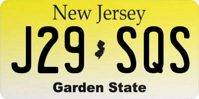 NJ license plate J29SQS