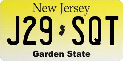 NJ license plate J29SQT