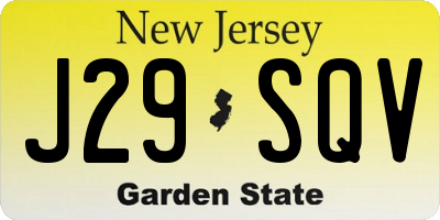 NJ license plate J29SQV