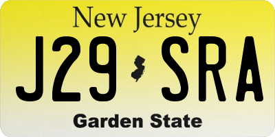 NJ license plate J29SRA